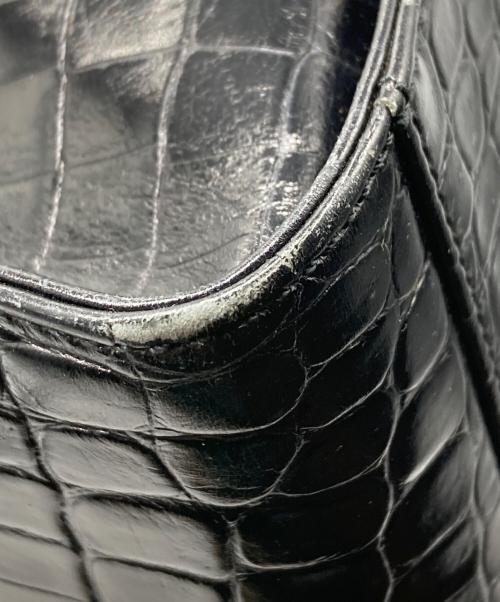 Salvatore Ferragamo（サルヴァトーレ フェラガモ）Salvatore Ferragamo (サルヴァトーレ フェラガモ) クロコ型押ガンチーニトートバッグ ブラックの古着・服飾アイテム