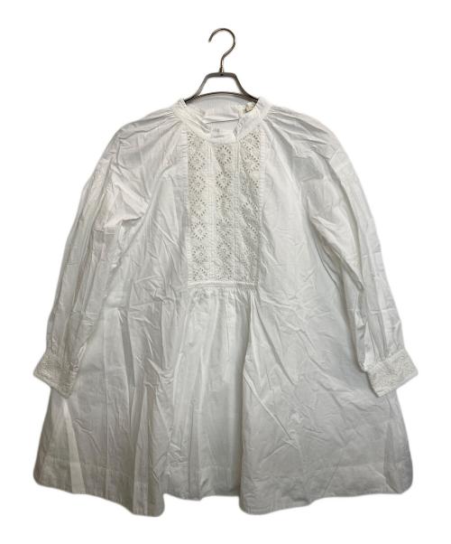 ne quittez pas（ヌキテパ）ne quittez pas (ヌキテパ) レース切替ブラウス ホワイト サイズ:記載なし(実寸サイズ参考)の古着・服飾アイテム