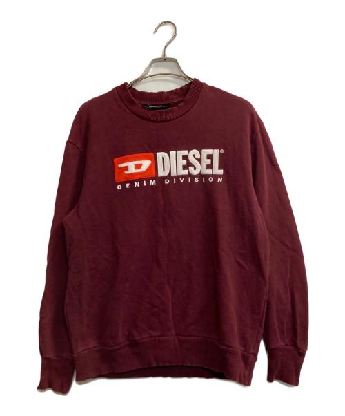 DIESEL（ディーゼル）DIESEL (ディーゼル) 裏起毛ロゴスウェット ボルドー サイズ:ＸＳの古着・服飾アイテム