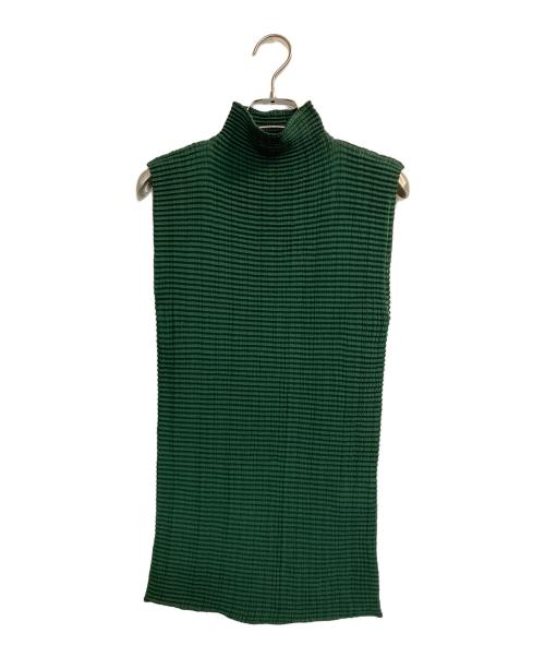 ISSEY MIYAKE（イッセイミヤケ）ISSEY MIYAKE (イッセイミヤケ) プリーツブラウス グリーン サイズ:Ｍの古着・服飾アイテム