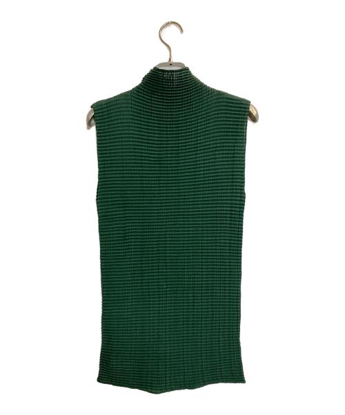 ISSEY MIYAKE（イッセイミヤケ）ISSEY MIYAKE (イッセイミヤケ) プリーツブラウス グリーン サイズ:Ｍの古着・服飾アイテム