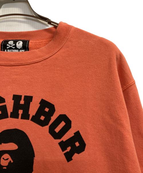 A BATHING APE（ア ベイシング エイプ）A BATHING APE (ア ベイシング エイプ) NEIGHBORHOOD (ネイバーフッド) クルーネックスウェット オレンジ サイズ:Ｌの古着・服飾アイテム