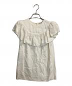 MIU MIUミュウミュウ）の古着「ジョーゼットフリルカラーノースリーブカットソー」｜アイボリー