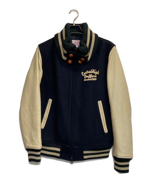 DUFFER（ダファー）DUFFER (ダファー) レザースリーブスタジャン アイボリー×ネイビー サイズ:Ｌの古着・服飾アイテム