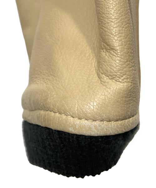 DUFFER（ダファー）DUFFER (ダファー) レザースリーブスタジャン アイボリー×ネイビー サイズ:Ｌの古着・服飾アイテム