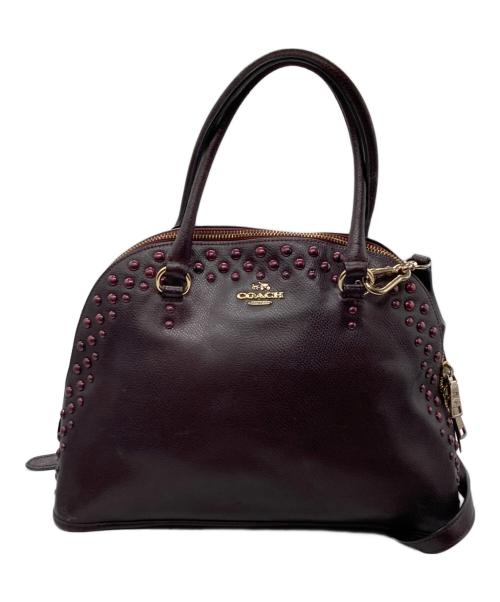 COACH（コーチ）COACH (コーチ) スタッズ2WAYバッグ ボルドーの古着・服飾アイテム