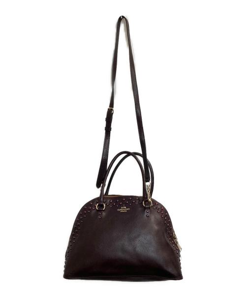 COACH（コーチ）COACH (コーチ) スタッズ2WAYバッグ ボルドーの古着・服飾アイテム