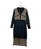 PUBLIC TOKYOパブリックトウキョウ）の古着「ベストレイヤードニットワンピース」｜ネイビー