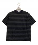 COMOLIコモリ）の古着「コットンボーダー半袖クルー」｜グリーン×ネイビー