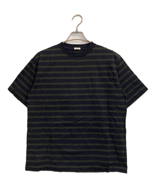 COMOLI（コモリ）COMOLI (コモリ) コットンボーダー半袖クルー グリーン×ネイビー サイズ:2の古着・服飾アイテム