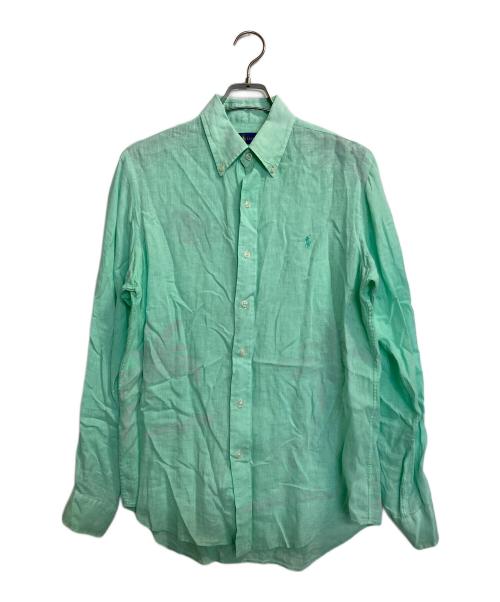 POLO RALPH LAUREN（ポロ・ラルフローレン）POLO RALPH LAUREN (ポロ・ラルフローレン) 透かしプリントリネンシャツ グリーン サイズ:Sの古着・服飾アイテム