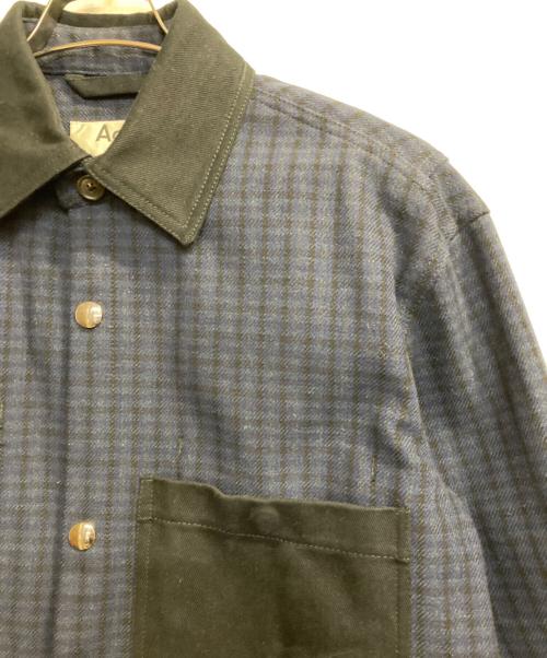 Acne studios（アクネ ストゥディオス）Acne studios (アクネ ストゥディオス) 20SS エルボーパッチチェックシャツジャケット ネイビー サイズ:46の古着・服飾アイテム
