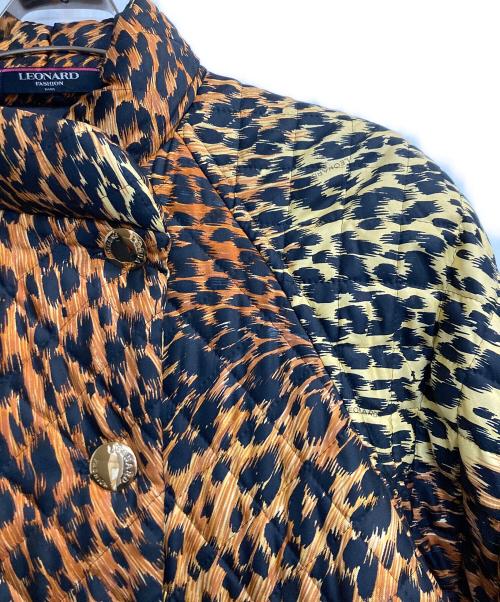 LEONARD（レオナール）LEONARD (レオナール) レオパードシルクキルティングコート ブラック×オレンジ サイズ:記載なしの古着・服飾アイテム