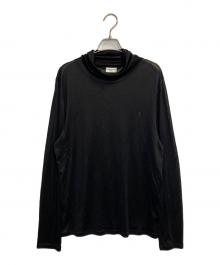 Saint Laurent Paris（サンローランパリ）の古着「YSLロゴ刺繍ハイネックシルクカットソー」｜ブラック