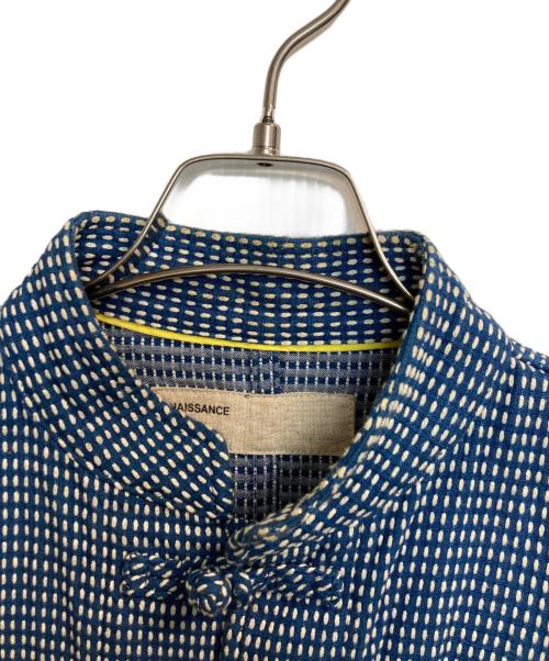 naissance（ネサーンス）NAISSANCE (ネサーンス) MAO COLLAR JACKET / マオカラーチャイナボタンジャケット ネイビー×ホワイト サイズ:Sの古着・服飾アイテム