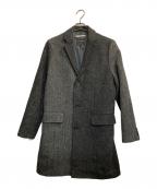 BEAMS Lights×Harris Tweedビームスライト×ハリスツイード）の古着「ヘリンボーンチェスターコート」｜グレー×ブラック