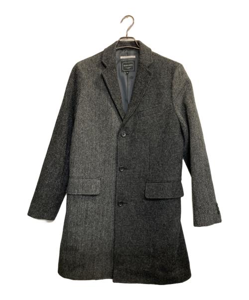 BEAMS Lights（ビームスライト）BEAMS Lights (ビームスライト) Harris Tweed (ハリスツイード) ヘリンボーンチェスターコート グレー×ブラック サイズ:XLの古着・服飾アイテム