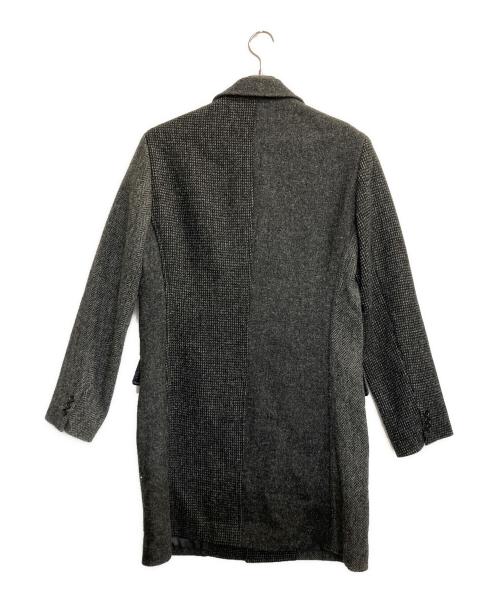 BEAMS Lights（ビームスライト）BEAMS Lights (ビームスライト) Harris Tweed (ハリスツイード) ヘリンボーンチェスターコート グレー×ブラック サイズ:XLの古着・服飾アイテム