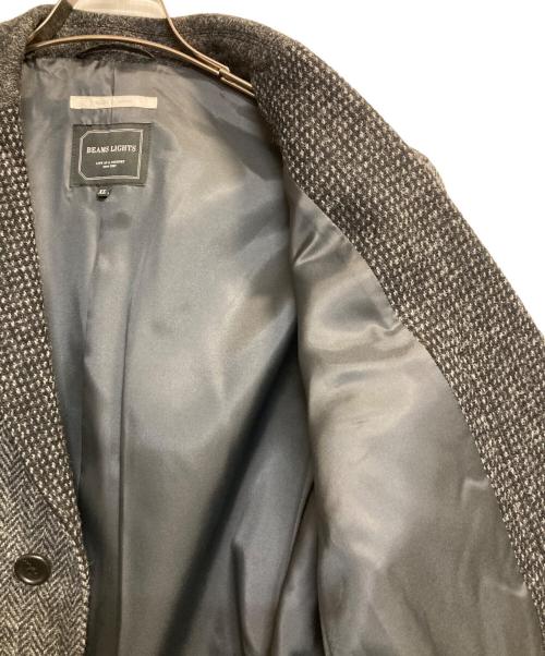 BEAMS Lights（ビームスライト）BEAMS Lights (ビームスライト) Harris Tweed (ハリスツイード) ヘリンボーンチェスターコート グレー×ブラック サイズ:XLの古着・服飾アイテム