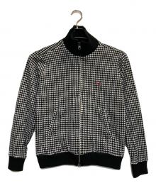 FRED PERRY（フレッドペリー）の古着「千鳥柄ベロアトラックジャケット」｜ブラック×ホワイト