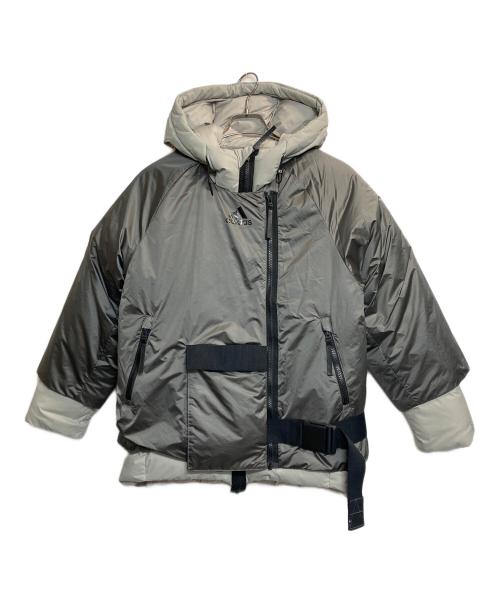 adidas（アディダス）adidas (アディダス) 2wayレイヤードコールド レディ ダウンジャケット グレー サイズ:XSの古着・服飾アイテム