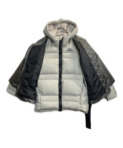 adidas（アディダス）adidas (アディダス) 2wayレイヤードコールド レディ ダウンジャケット グレー サイズ:XSの古着・服飾アイテム