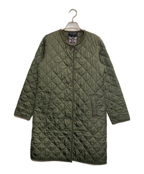 LAVENHAM（ラベンハム）LAVENHAM (ラベンハム) 中綿ノーカラーキルティングコート グリーン サイズ:38の古着・服飾アイテム