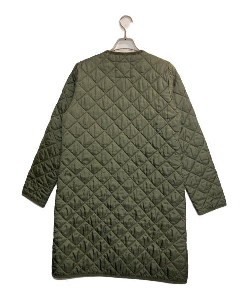 LAVENHAM（ラベンハム）LAVENHAM (ラベンハム) 中綿ノーカラーキルティングコート グリーン サイズ:38の古着・服飾アイテム