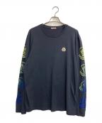 MONCLERモンクレール）の古着「アームフロッキーグラデーションロゴL/Sカットソー」｜ネイビー