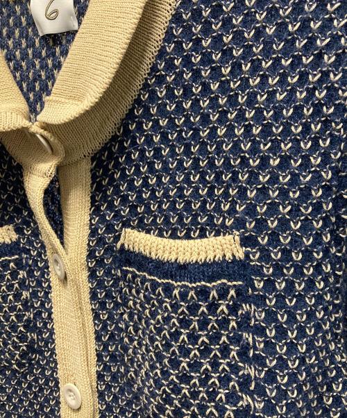 6(ROKU) BEAUTY&YOUTH（ロク ビューティーアンドユース）6(ROKU) BEAUTY&YOUTH (ロク ビューティーアンドユース) コットンモヘアナイロンシャツカーディガン ネイビー サイズ:記載なし(実寸サイズ参考)の古着・服飾アイテム