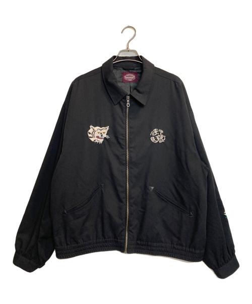 TOWN CRAFT（タウンクラフト）TOWN CRAFT (タウンクラフト) MACHIMINGEI SOUVENIR JACKET / 刺繍ジップブルゾン ブラック サイズ:Lの古着・服飾アイテム