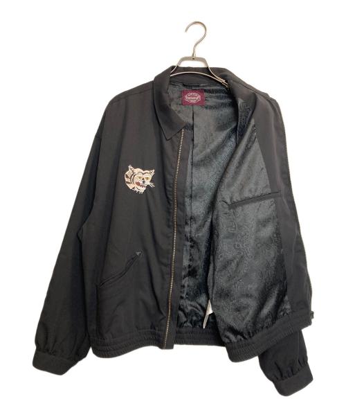 TOWN CRAFT（タウンクラフト）TOWN CRAFT (タウンクラフト) MACHIMINGEI SOUVENIR JACKET / 刺繍ジップブルゾン ブラック サイズ:Lの古着・服飾アイテム