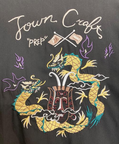 TOWN CRAFT（タウンクラフト）TOWN CRAFT (タウンクラフト) MACHIMINGEI SOUVENIR JACKET / 刺繍ジップブルゾン ブラック サイズ:Lの古着・服飾アイテム