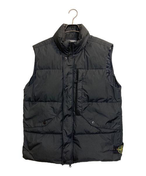 STONE ISLAND（ストーンアイランド）STONE ISLAND (ストーンアイランド) GARMENT DYED CRINKLE REPS RECYCLED NYLON DOWN/ナイロンダウンベスト ブラック サイズ:Lの古着・服飾アイテム