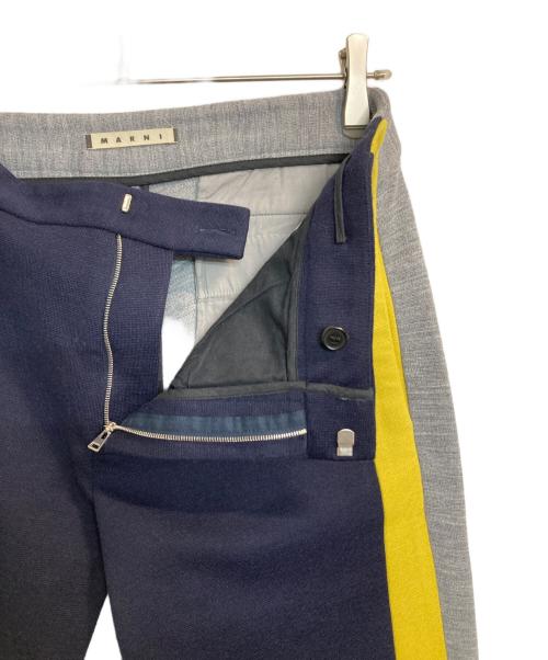 MARNI（マルニ）MARNI (マルニ) サイドラインウールパンツ ネイビー×グレー サイズ:42の古着・服飾アイテム
