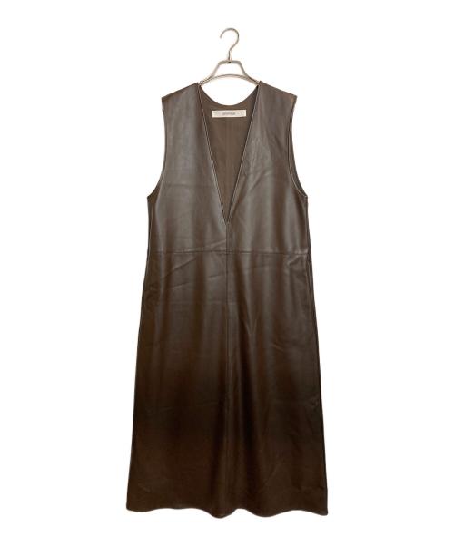 provoke（プロヴォーク）provoke (プロヴォーク) FAKELEATHER MAXI DRESS ブラウン サイズ:Ｆの古着・服飾アイテム