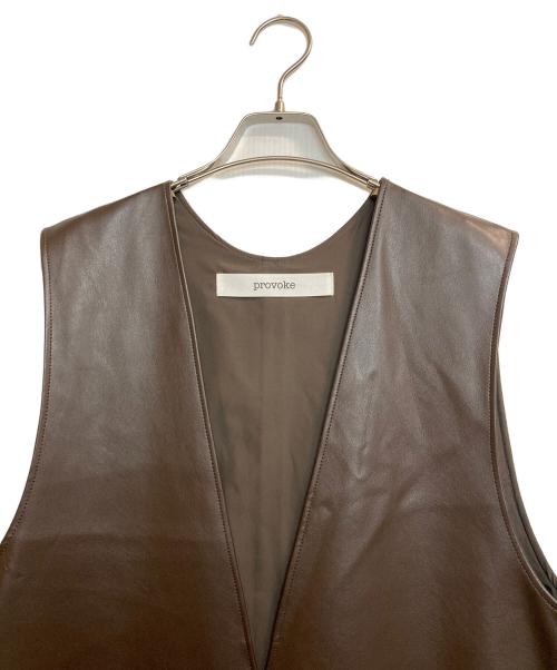 provoke（プロヴォーク）provoke (プロヴォーク) FAKELEATHER MAXI DRESS ブラウン サイズ:Ｆの古着・服飾アイテム