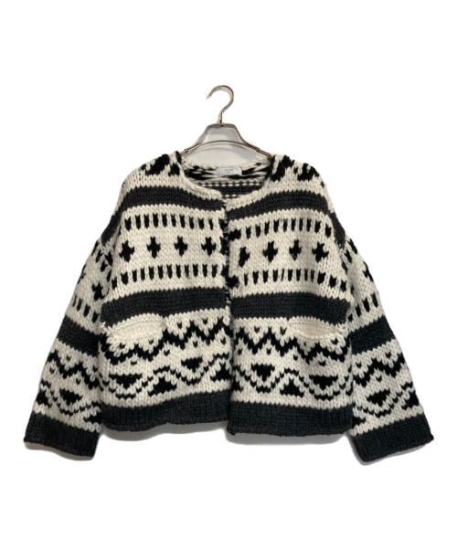 SLOBE IENA（スローブ イエナ）SLOBE IENA (スローブ イエナ) カウチンニットカーディガン ブラック×ホワイト サイズ:ＦＲＥＥの古着・服飾アイテム