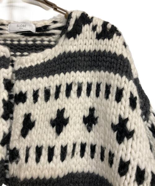 SLOBE IENA（スローブ イエナ）SLOBE IENA (スローブ イエナ) カウチンニットカーディガン ブラック×ホワイト サイズ:ＦＲＥＥの古着・服飾アイテム