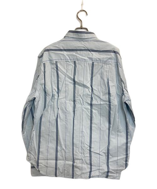 maison kitsune（メゾンキツネ）maison kitsune (メゾンキツネ) RELAXED SHIRT / リラックスストライプシャツ ブルー サイズ:Lの古着・服飾アイテム