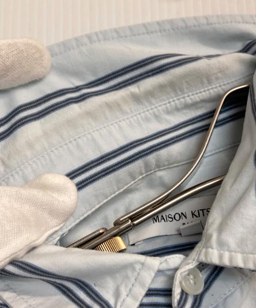 maison kitsune（メゾンキツネ）maison kitsune (メゾンキツネ) RELAXED SHIRT / リラックスストライプシャツ ブルー サイズ:Lの古着・服飾アイテム
