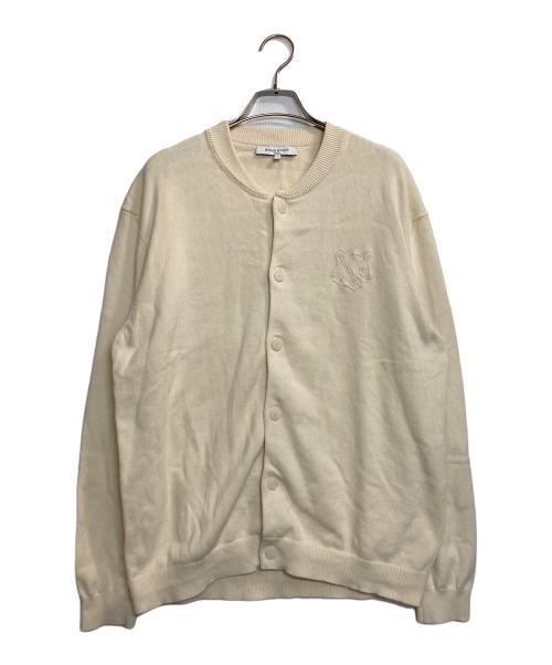 maison kitsune（メゾンキツネ）MAISON KITSUNE (メゾンキツネ) BOLD FOX HEAD EMBROIDERED KNITTED BLOUSON アイボリー サイズ:Lの古着・服飾アイテム