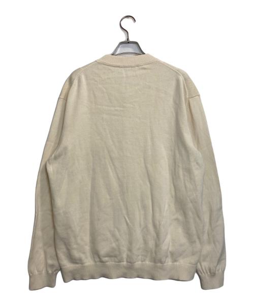 maison kitsune（メゾンキツネ）MAISON KITSUNE (メゾンキツネ) BOLD FOX HEAD EMBROIDERED KNITTED BLOUSON アイボリー サイズ:Lの古着・服飾アイテム