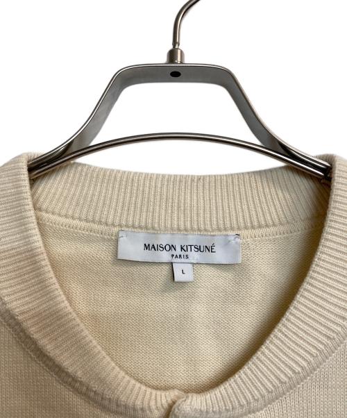 maison kitsune（メゾンキツネ）MAISON KITSUNE (メゾンキツネ) BOLD FOX HEAD EMBROIDERED KNITTED BLOUSON アイボリー サイズ:Lの古着・服飾アイテム