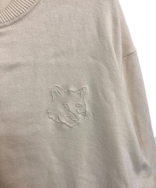 maison kitsune（メゾンキツネ）MAISON KITSUNE (メゾンキツネ) BOLD FOX HEAD EMBROIDERED KNITTED BLOUSON アイボリー サイズ:Lの古着・服飾アイテム