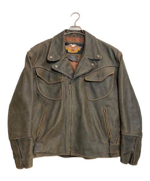 HARLEY-DAVIDSON（ハーレーダビッドソン）HARLEY-DAVIDSON (ハーレーダビッドソン) ダブルライダースジャケット ブラック サイズ:2ＸＬの古着・服飾アイテム