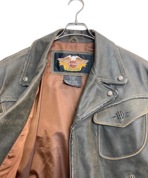 HARLEY-DAVIDSON（ハーレーダビッドソン）HARLEY-DAVIDSON (ハーレーダビッドソン) ダブルライダースジャケット ブラック サイズ:2ＸＬの古着・服飾アイテム