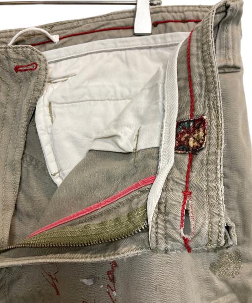 POLO RALPH LAUREN（ポロ・ラルフローレン）POLO RALPH LAUREN (ポロ・ラルフローレン) ペイント加工ヘリンボーンカーゴパンツ カーキ サイズ:35/32の古着・服飾アイテム