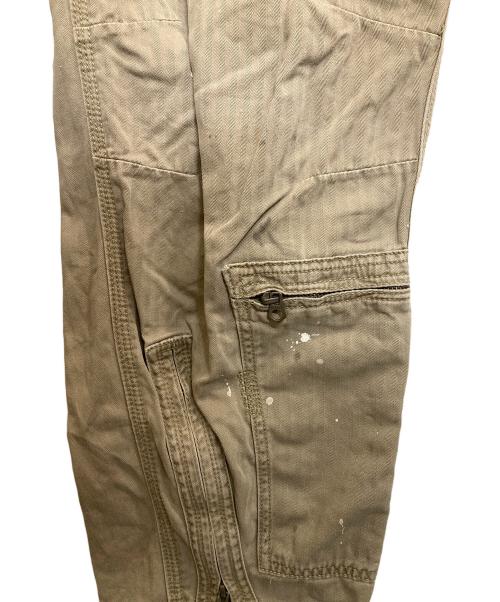 POLO RALPH LAUREN（ポロ・ラルフローレン）POLO RALPH LAUREN (ポロ・ラルフローレン) ペイント加工ヘリンボーンカーゴパンツ カーキ サイズ:35/32の古着・服飾アイテム