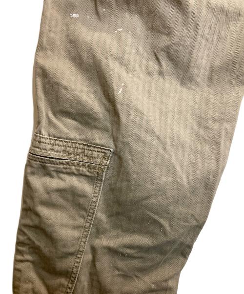 POLO RALPH LAUREN（ポロ・ラルフローレン）POLO RALPH LAUREN (ポロ・ラルフローレン) ペイント加工ヘリンボーンカーゴパンツ カーキ サイズ:35/32の古着・服飾アイテム